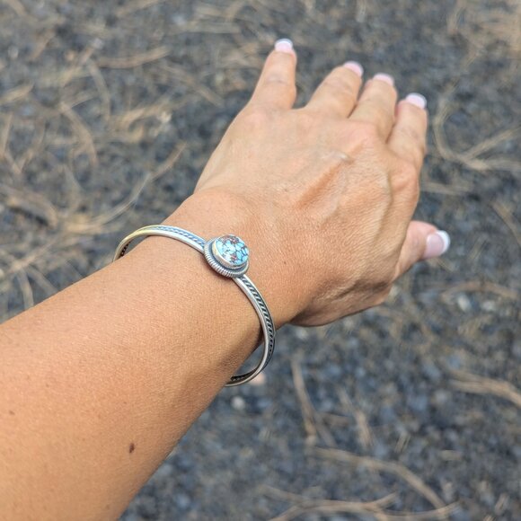 Navajo Sterling Silver Bracelet Turquoise Genuine Native American Jewelry 6.5 ** - Picture 9 of 12